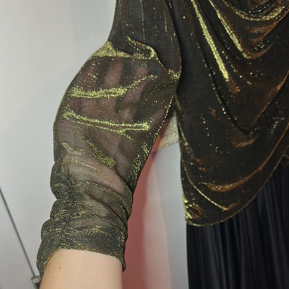 FILIGREE LTD | Vintage 80s Dynasty Glam Draped Sequins Elegant Black Maxi Dress - Picture 6 of 16